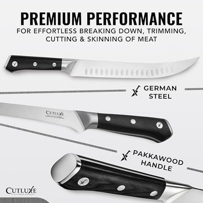 Cutluxe Butcher Carving Set, Cimeter Breaking & Boning Knife for Meat - size: 2-Piece Set (Cimeter & Boning)