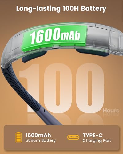 Glocusent Neck Light with Timer, 100 Hours Book Light for Bedtime Reading | Neck Reading Light, 3-Color, 5 Brightness, Bendable, Ergonomic, 1600mAh, Rechargeable, Eye Care, Sleep Aid, Travel Lock, Gift - color: Navy Blue