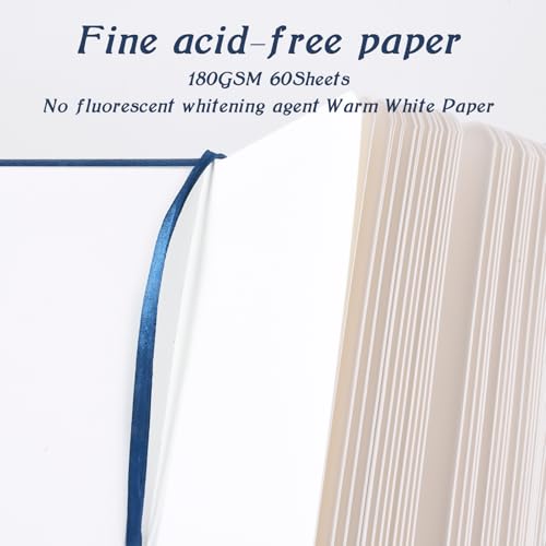 Mix Media Pad,3.5"x5.5" Small Hardcover Leather Art Sketchbook,60 Sheets(112lb/180gsm) Heavyweight Acid Free Artistic Painting Drawing Sketching Paper, Handy Pocket Journal Sketchbook.Dark Blue - color: 180gsm-dark blue