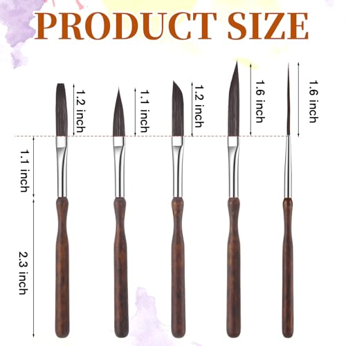 5 Pcs Pinstriping Brush Professional Travel Art Paintbrushes High Performance Striping Brushes Detail Script Liner Paint Brush Scroll Sword Dagger Brushes for Oil Painting Miniature Art Craft Projects