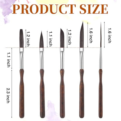 5 Pcs Pinstriping Brush Professional Travel Art Paintbrushes High Performance Striping Brushes Detail Script Liner Paint Brush Scroll Sword Dagger Brushes for Oil Painting Miniature Art Craft Projects