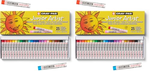 SAKURA Cray-Pas Junior Artist Assorted Color Oil Pastels, Set of 25 XEP25 (Pack of 2) - size: 25 Count (Pack of 2)