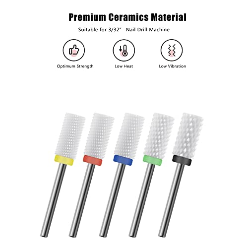 Ceramic Nail Drill Bit 10Pcs-3/32 Nail Drill Bits for Acrylic Nails,Professional Electric Nail Drill for Crystal Nail Extension Nail Removal,The Short Handle Does Not Shake. - size: Combo 06