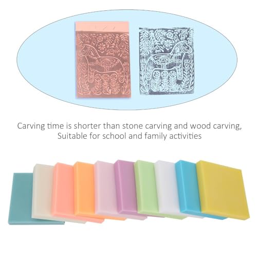 Rubber Stamp Carving Blocks, PVC, Assorted Colors, 10 Pcs