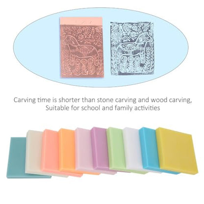 Rubber Stamp Carving Blocks, PVC, Assorted Colors, 10 Pcs