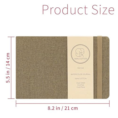Vienrose Watercolor Sketchbook Journal 5.5x8.2 Inch 24 Sheets Brown - color: Brown, size: 5.5x 8.25 Inch
