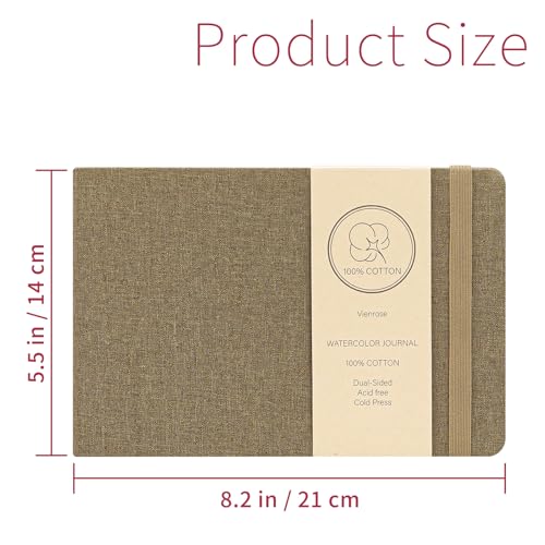Vienrose Watercolor Sketchbook Journal 5.5x8.2 Inch 24 Sheets Brown - color: Brown, size: 5.5x 8.25 Inch