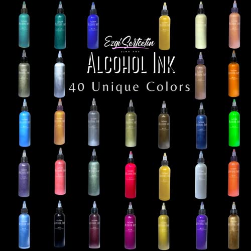 Premium Alcohol Ink|Metallic or Glitter Vibrant|High Saturated Unique Colors|4oz|for Tumblers,Coasters,Resin Dye,Alcohol Ink Paper,Yupo,Resin Petri Dish|by Ezgi Sertcetin (Glitter Hyashi Pink) - color: Glitter Hyashi Pink