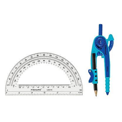 Fiskars Geometry Set, Compass and Protractor Set, Color Received May Vary