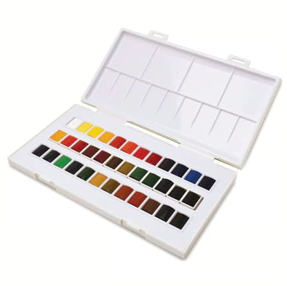 SENNELIER La Petite Aquarelle 36 Color Watercolor Travel Kit, Beginner & Student Half-Pan Painting Set with Portable Palette and Vibrant, Easy-Blend Colors