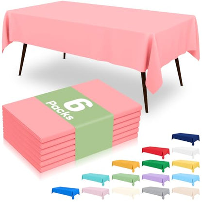 misaya 6 Packs Plastic Table Cloth Peach Disposable Tablecloth - color: Peach, size: 54" X 108"
