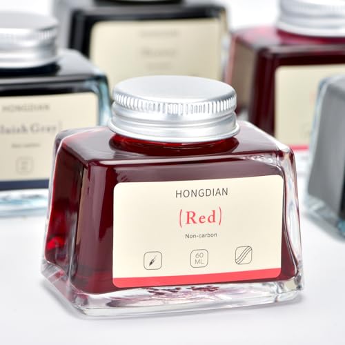 Hongdian Fountain Pen Bottled Ink Red, 60ml Fountain Pen Bottled Ink, Non Carbon - color: Red
