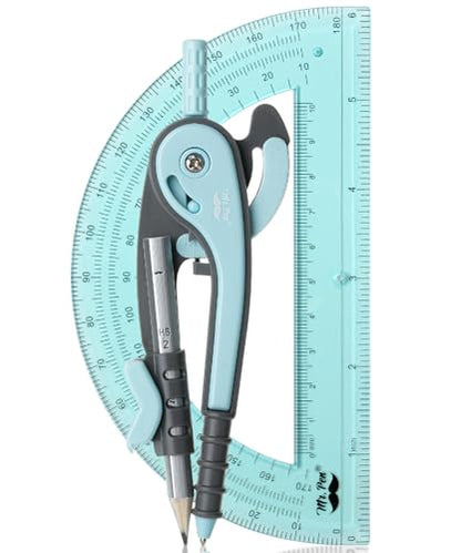 Mr. Pen- Geometry Compass and Protractor Set, 6 Inch Compass - color: Sky Blue, size: 1 Set