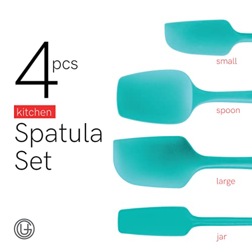 UpGood Silicone Spatula Set 600°F - High Heat Resistant Nonstick, Small and Large Kitchen Spatulas - Flexible BPA Free Professional Grade Cookware - Utensils for Cooking, Baking, Mixing(4 Pcs, Teal) - color: Teal, size: 4 Piece Set