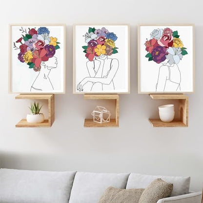HAGUDAMU 3 Pack Flower Girl|Pre Drawn Canvas for Painting for Adults Paint and Sip Party Supplies Canvas Painting Kits Stretched Canvas to Paint Games Ladies Night Flowers Girl Art Set(8x10) - color: Flower Girl