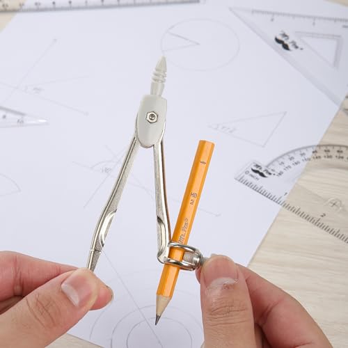 Mr. Pen- Geometry Set, 13 pcs, 3 Metal Compasses, Protractor, 6" Ruler | 45° & 30°/60° Set Squares, Pencils, Lead Refills, Sharpener & Eraser for Math, Drafting & Classroom Use | 45° & 30°/60° Set Squares, Pencils, Lead Refills, Sharpener & Eraser for Mat