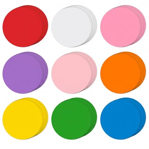 72 Pcs 6 Inches Large Round Paper Cutouts, 9 Colors Assorted - color: Round