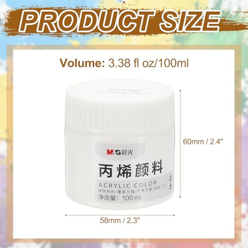 PATIKIL M&G Acrylic Paint, 3.38 Fl Oz(100ml) Matte Finish Rich Pigments Waterproof Art Painting Supplies for Fabric Canvas Wood Leather Stone Cloth, White - color: White