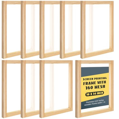CroBlissful 8 Pcs Wood Silk Screen Printing Frames for Beginners 10 x 14 Inch Clear Precise Screens, High Tension Nylon Mesh, 0.87 Inch Thickened Frame for T Shirts DIY Screen Printing(160 Mesh) - style: 160 Mesh