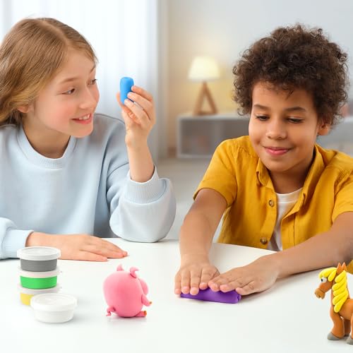 Hey Clay Animals - Claymate Doggie - Colorful Modeling Air Dry Clay for Kids - Air Dry Clay Kit 3 Cans with Fun Interactive App - color: Doggie