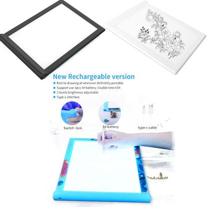 A4 Light Box for Tracing,2 Way Power Suply Drawing Pad Dimmable Brightness