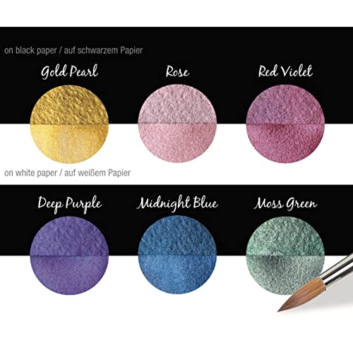Coliro Pearlcolor Paint Set Rainbow C710 - New 2023 Version In Metal Box -Metallic Watercolor Paints (6-Color Set, 30mm)