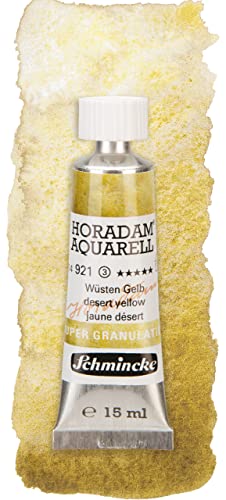 Schmincke - HORADAM® AQUARELL, Super Granulation, 14 921 006 Desert Yellow, 15 ml tube, very strong granulating colors, finest, super-granulating watercolors | 15 ml - color: 921 desert yellow, size: 0.51 Fl Oz (Pack of 1)
