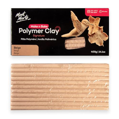 Mont Marte Make n Bake Polymer Clay 400gm Block - Beige - color: Beige, size: 14.1oz