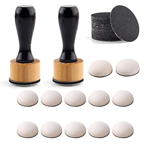 Briartw 36 PCS,2 PCS Mini Ink Blending Tool,14pcs Domed Foams and 20 Pieces Sanding Disks,Round Replacement Medium-Grit Sandpaper Provides The Ideal Friction to Work On Cardstock, Chipboard, Wood - color: 2 Handle+14 Domed Foam+20 Sanding Disk