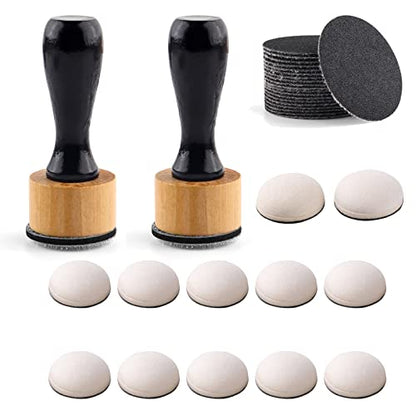 Briartw 36 PCS,2 PCS Mini Ink Blending Tool,14pcs Domed Foams and 20 Pieces Sanding Disks,Round Replacement Medium-Grit Sandpaper Provides The Ideal Friction to Work On Cardstock, Chipboard, Wood - color: 2 Handle+14 Domed Foam+20 Sanding Disk