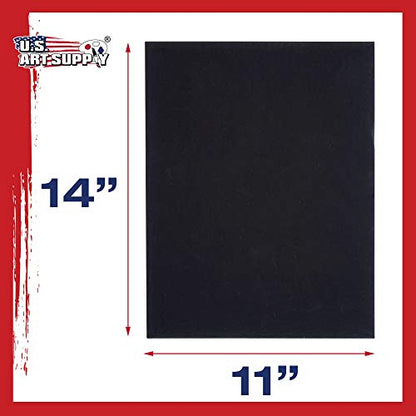 U.S. Art Supply 11 X 14 Inch Black Art Canvas Board Panels 6 Pack - 8 Ounce Heavyweight Cotton Acid Free Canvases for Painting Acrylics and Watercolor (1 Case of 6 Single Canvas Painting Panels) - size: 11" x 14"