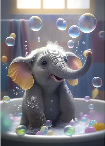 RICUVED Diamond Painting Kits for Adults, Elephant Diamond Art Kits 5D Animal Diamond Art Kits for Beginner, Diamond Dots Painting Full Round Drill Art and Crafts for Home Wall Decor 12x16 Inch - color: Elephant