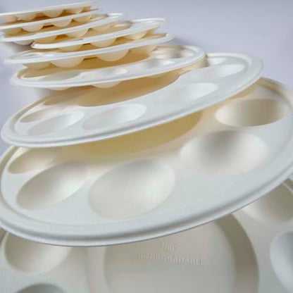 Creative Mark Disposable Earth Paint Palette, 7-3/8" Diameter, 10 Pack | Eco-Conscious, Biodegradable Paint Holder Tray for Artists, Compostable Paint Tray Palette with 10 Wells Each, Easy Cleanup