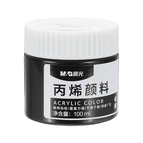 PATIKIL M&G Acrylic Paint, 3.38 Fl Oz(100ml) Matte Finish Rich Pigments Waterproof Art Painting Supplies for Fabric Canvas Wood Leather Stone Cloth, Black - color: Black