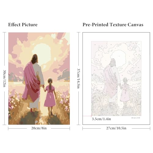 6 Pack Paint by Numbers Kit for Adults Jesus, Without Frame 10x14 Inch - color: LKOP6P-2