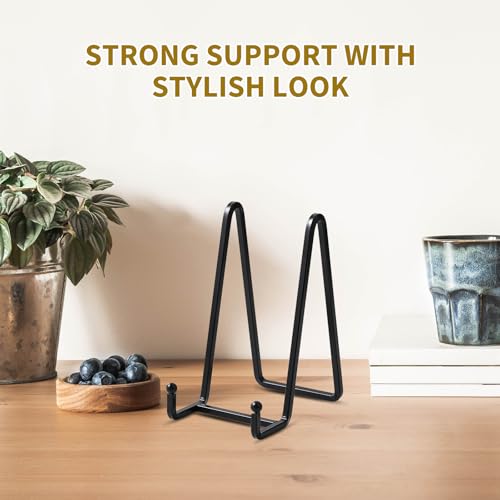 Plate Holder Easel Display Stand - 6 inch Metal Plate Stands for Display - Tabletop Picture Stand - Black Iron Easels for Display Pictures | Photo Frames | Book | Decorative Plates | Plaque - 2 Pack - size: 6 inch (2 pack)