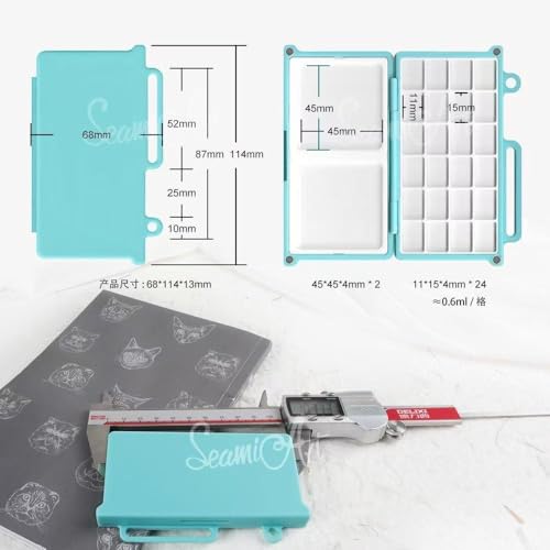 Empty 24-Well Travel Watercolor Paint Palette Case Mixing Tray, Pocket Size Portable Small Plastic Paint Tray with Lid for Artists 1pc Blue Portable Watercolor Sketchbook Set - color: Blue-1