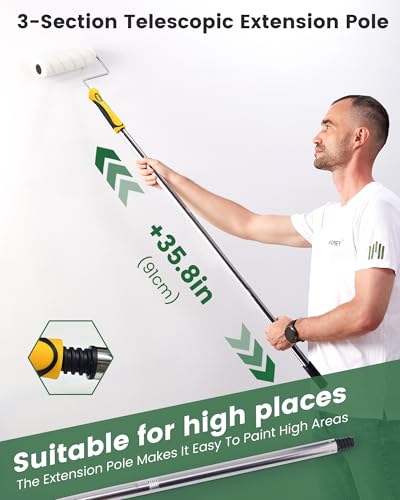VOOMEY Paint Roller Kit with Extension Pole - 9 Inch Paint Roller with Tray - style: 16 pcs paint roller kit