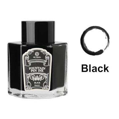Fountain Pen Ink 50ml Non-Carbon, Dye-Based Ink Bottle for Smooth Writing - Fast Drying, Vivid Colors, Clog-Free Formula, Compatible with Fountain Pens, Dip Pens,Calligraphy LL711 (Black)