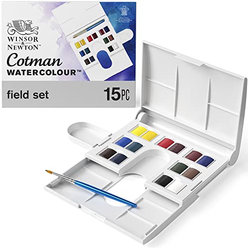 Winsor & Newton Cotman Watercolor Paint Set, 14 Half Pan Field Set - style: 14 Half Pan Field Set