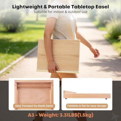 Wooden Table Top Easels for Painting A3 18.5"x14.2" Tabletop Easel - size: A3(18.5"x14.2")