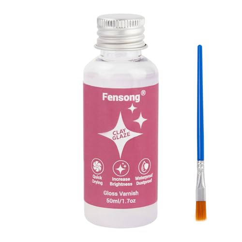 Clear Gloss Clay Glaze Sealer, 50ml Varnish Top Coat with Brush Included