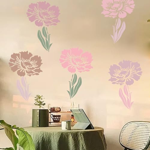 8 Pcs Large Flower Stencils for Painting, 11.81 X 11.81 Inch Flower Stencils for Crafts Reusable, Wood and Wall Stencils for Painting Large Pattern, DIY Templates Holiday Wall Paper (C) - style: C