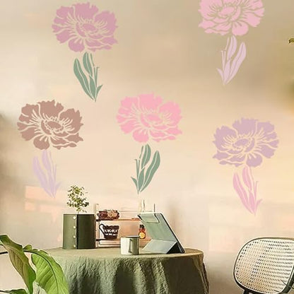 8 Pcs Large Flower Stencils for Painting, 11.81 X 11.81 Inch Flower Stencils for Crafts Reusable, Wood and Wall Stencils for Painting Large Pattern, DIY Templates Holiday Wall Paper (C) - style: C