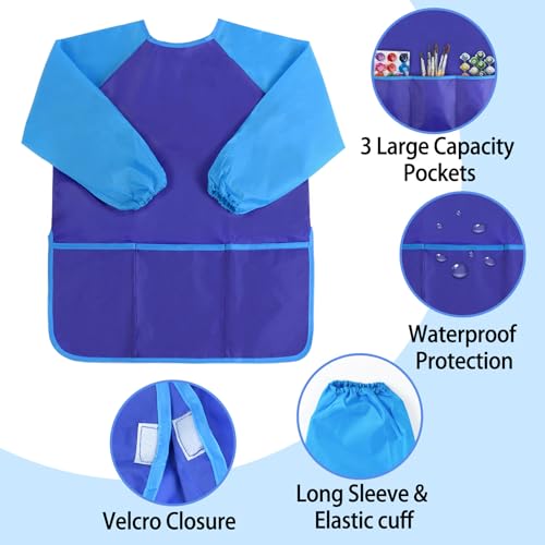 Kopokita Kids Art Smock, Toddlers Painting Apron Children Artist Smock - color: Blue