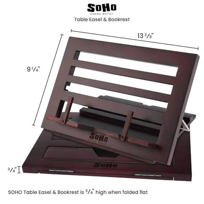 SoHo Urban Artist Tabletop Desk Easel for Painting - Mahogany Finish, Stylish Display Stand with Bookrest