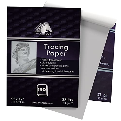 MyArtscape Graphite Transfer Paper Roll, Wax-Free, 17" x 15ft Transfer Paper Roll with Tracing Paper Pad - 33lb - 9" x 12" - 150 Transparent Sheets