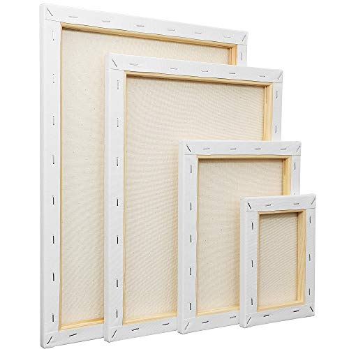 Stretched Canvas, Multipack of 8, 5x7, 8x10, 11x14 & 12x16 Inches - 2 of Each, 100% Cotton, 8 oz Gesso-Primed, Art Supplies for Acrylic and Oil Painting. - size: Multipack-8Pack