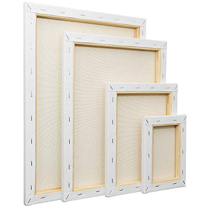 Stretched Canvas, Multipack of 8, 5x7, 8x10, 11x14 & 12x16 Inches - 2 of Each, 100% Cotton, 8 oz Gesso-Primed, Art Supplies for Acrylic and Oil Painting. - size: Multipack-8Pack