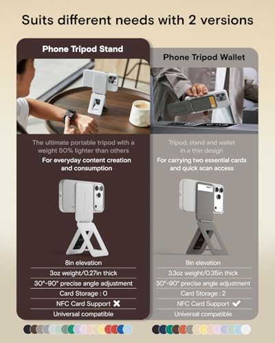 MOFT Phone Stand, Magnetic Phone Tripod Stand Stain-Resistant MOVAS Leather & Angle Adjustment & Strong Magnets Tripod for iPhone 17/16/15/14/13/12 (Included Metal Ring)-Jet Black - color: Jet Black, size: Without Card Slot